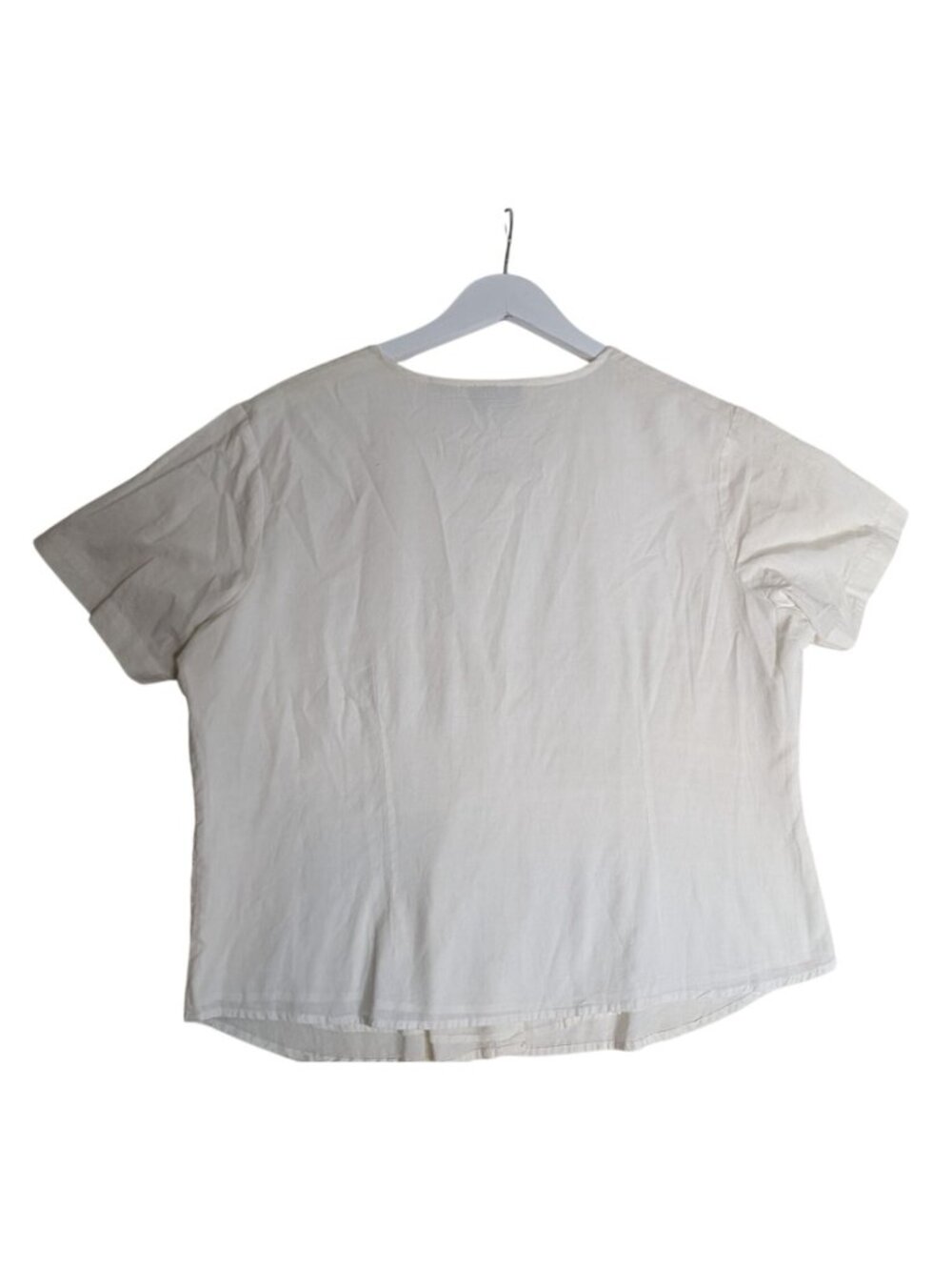 Jane Ashley White Cotton Short-Sleeve Button-Down Top With Lace Detailing Size L - Picture 8 of 9